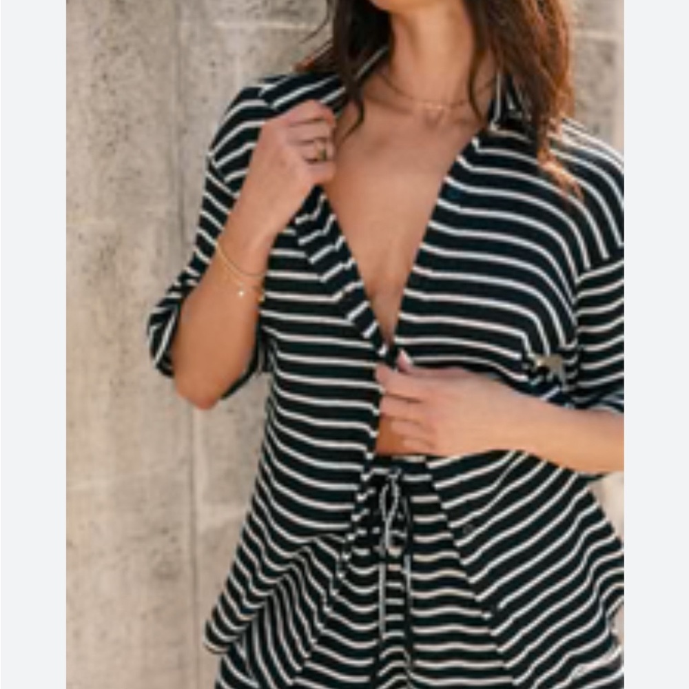 Petal & Pup Striped V-Neck Blouse